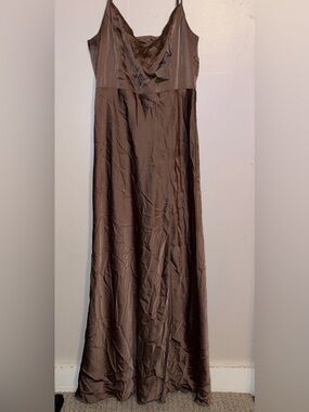 Birdy Grey Satin Dress in Taupe Brown